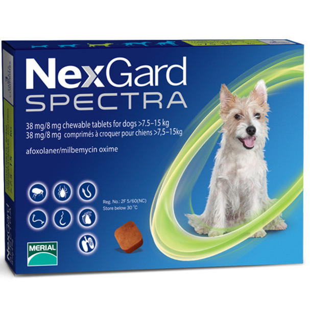 Nexgard Spectra Medium 16 - 33 lbs (7.5 - 15 kg) - 3 pack - Petpampermall